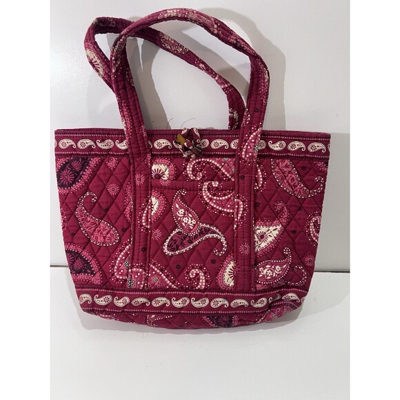 Vera Handbags - Vera Bradley Mesa Red Paisley Toggle Tote Bag